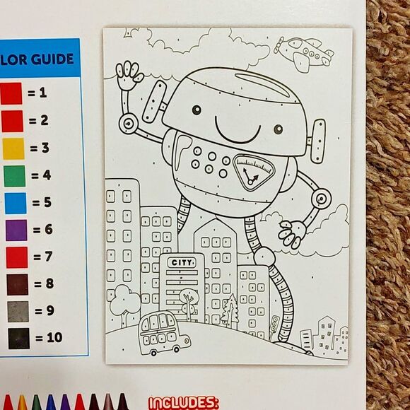 Grafix Crayon By Number 1 Printed Sheet 10 Crayons Learning Play Age 6+ Craft - Picture 3 of 6